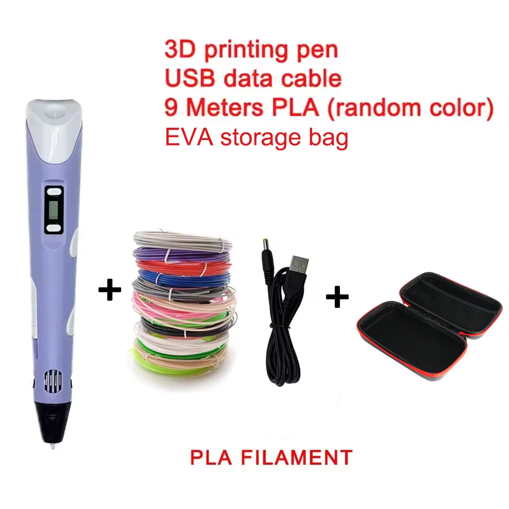 3D Printing Pen with 9M PLA Filament – High-Temperature 3D Drawing & Graffiti Tool for Kids, Creative Toy Gift