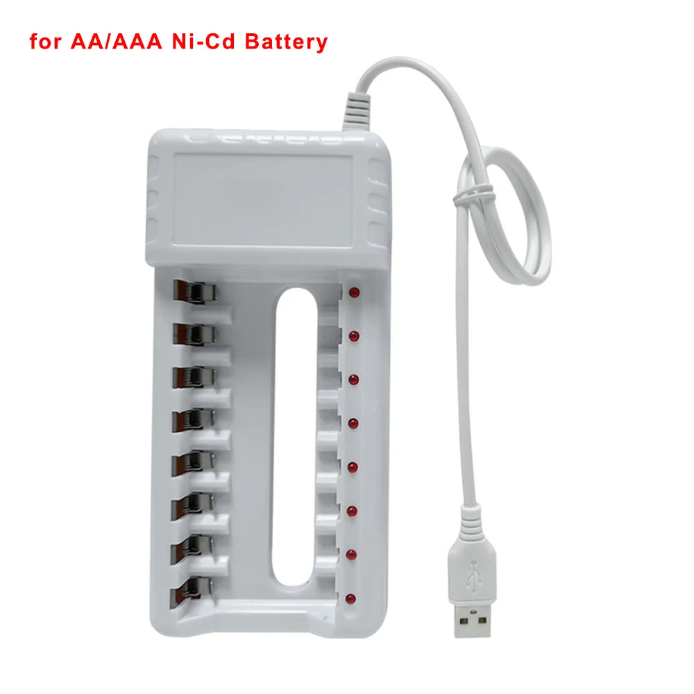 8 Slot Smart Battery Charger LED Display for AA/AAA NiMH Rechargeable Batteries