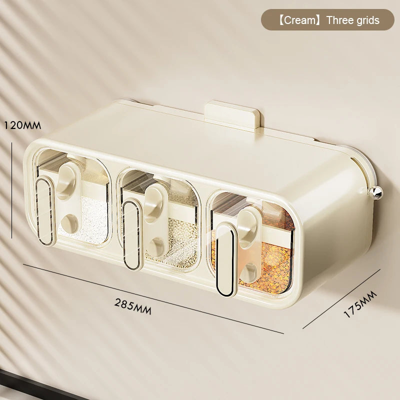 Kitchen Seasoning Jar Household Seasoning Salt Jar Wall Mounted Non Perforated Strong Suction Cup Combination Set