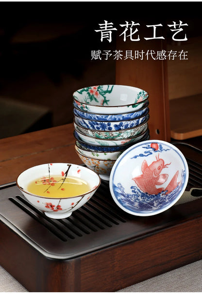 Kitchen Single Tea Cups Latest Design Traditional China Drinking Tea Cups Blue White Utensils Tazas De Té House Accessories