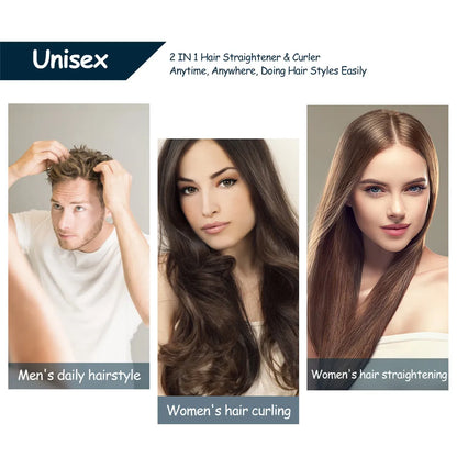 CkeyiN Mini Hair Flat Iron 2-in-1 – Portable Hair Straightener & Curler with Constant Temperature