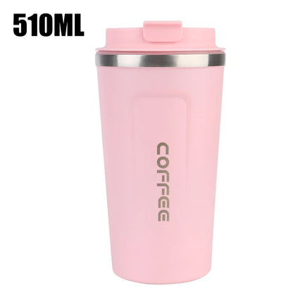 Car Coffee Mug - 380ml & 510ml Leak-Proof Thermos Travel Cup, Double-Wall Stainless Steel Vacuum Mug