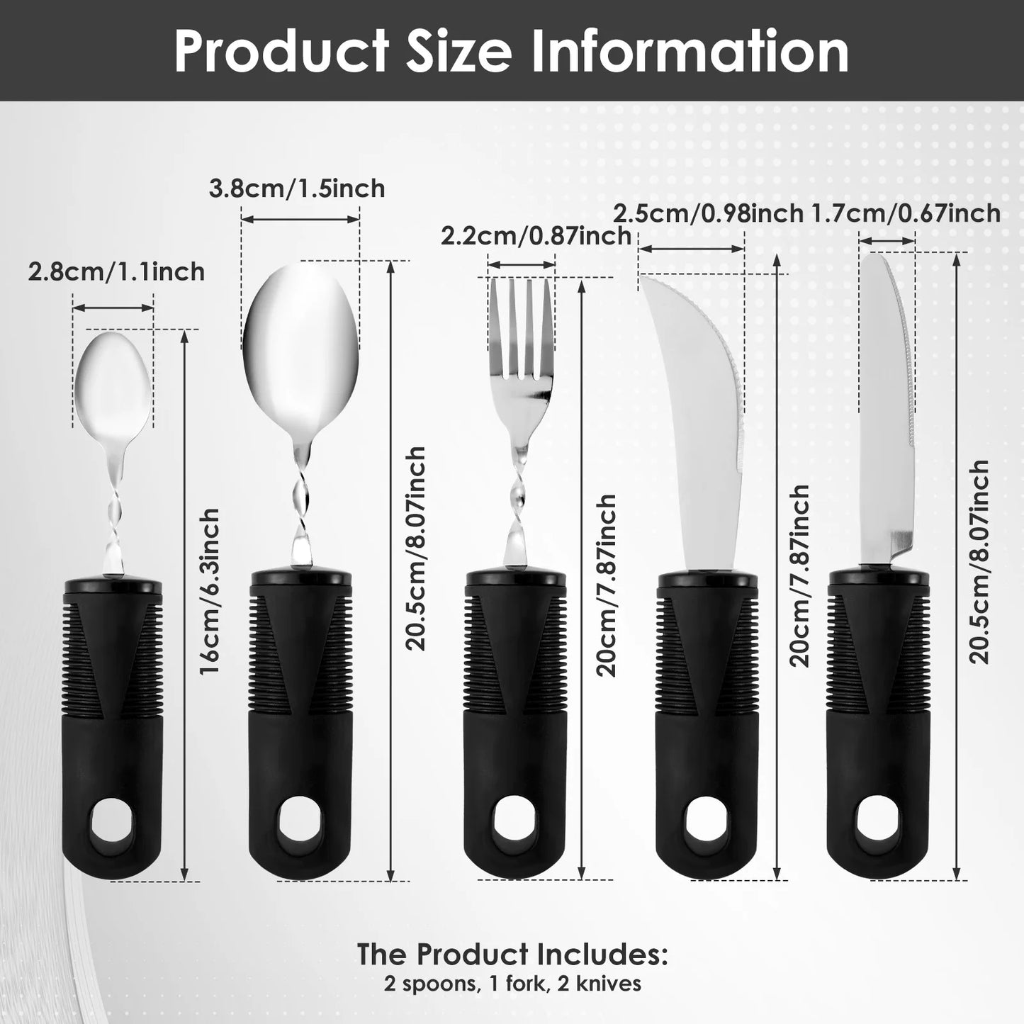 5 Pcs Bendable Adaptive Utensils with Nonslip Handle Easy Grip Adaptive Eating Utensils Includes Knifes Fork Spoons for Daily