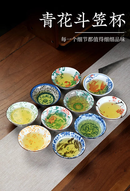 Kitchen Single Tea Cups Latest Design Traditional China Drinking Tea Cups Blue White Utensils Tazas De Té House Accessories