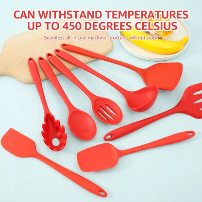 8Pcs Kitchen Cooking Utensils Set,BPA Free Food Grade Non-Stick Silicone Cooking Kitchen Spatula Set Heat Resistant & Easy Clean