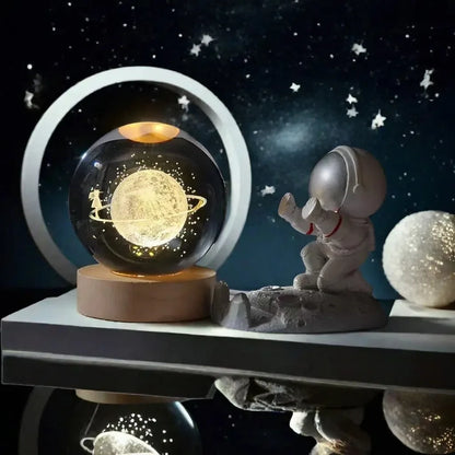 3D Solar System Crystal Ball with LED Base – Decorative Night Light Gift for Astronomy Lovers