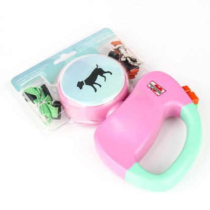 Dual Dog Retractable Leash for 2 Dogs – 10ft Auto-Untangle Reflective Leads, 50lbs Per Dog, Color-Coded Control