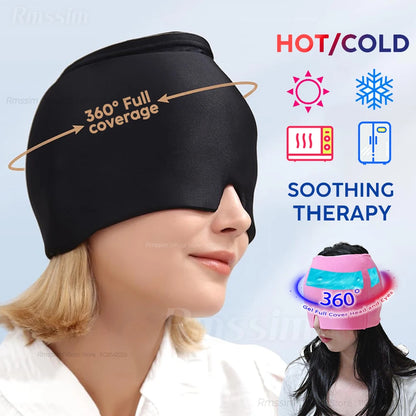 Gel Ice Migraine Relief Cap – Cold Compress Therapy Head Wrap & Eye Mask for Headache and Pressure Pain Relief