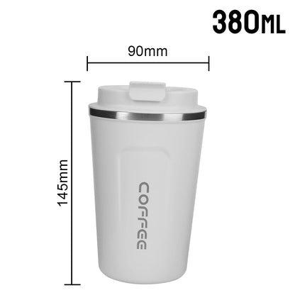 Car Coffee Mug - 380ml & 510ml Leak-Proof Thermos Travel Cup, Double-Wall Stainless Steel Vacuum Mug