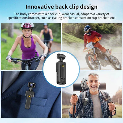 Xiaomi 8K HD Handheld Pocket Camera – 180° Rotating Mini Wearable Night Vision Outdoor Sports Camera