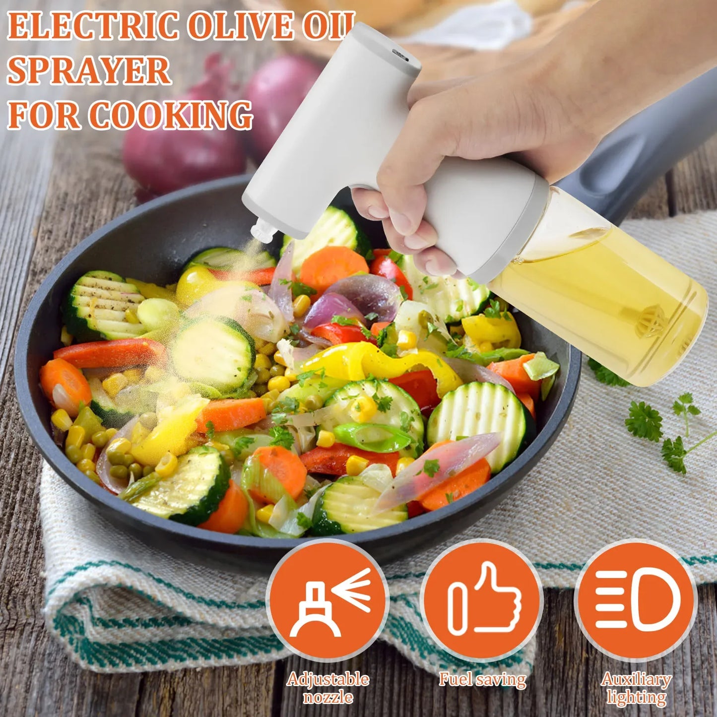 Kitchen Oil Spray Bottle Cooking Olive Oil Sprayer Electric Pneumatic Spray Bottle Fitness Barbecue Spray Oil Dispenser