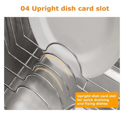 Kitchen Storage Organizer Drying Rack Sink Tray For Plates Bowl Cup Shelf Basket Adjustable Stainless Steel Dish Rack Drainer