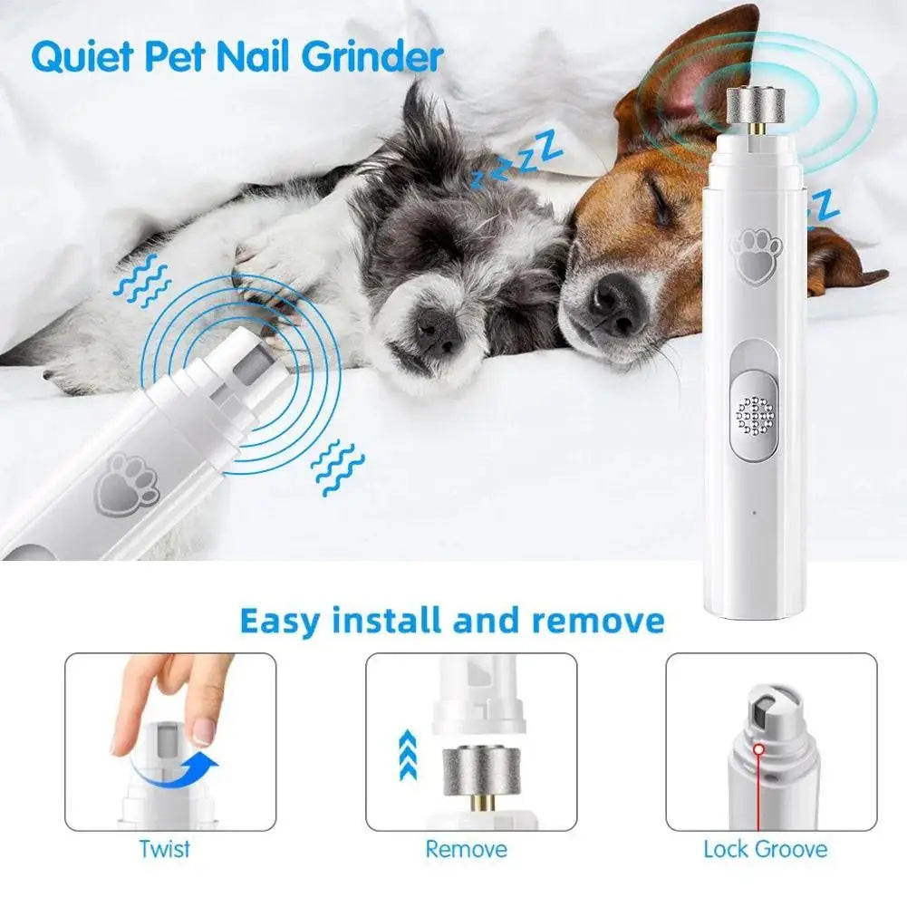 Electric Dog Nail Grinder & Pet Nail Clipper – USB Rechargeable Painless Nail Trimmer with Polisher Wheel for Small & Large Pets