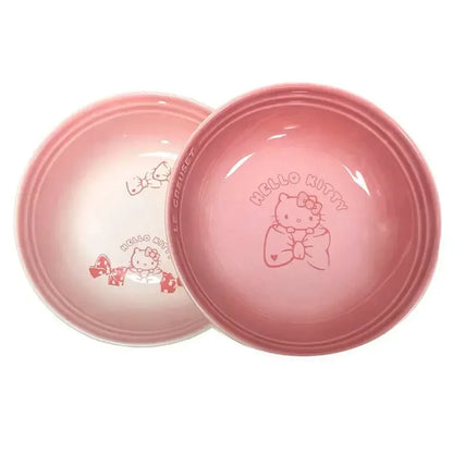 Cartoon Kitty Children Tableware Set Pink Ceramic Dinner Plate Dish Plate Tea Cup Cat Plate Cute Meal Kitchen Home Household