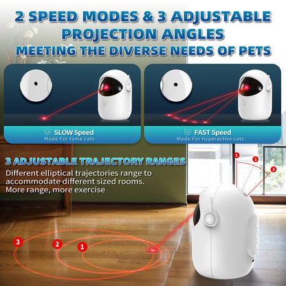 Automatic Laser Cat Toy – Rechargeable Interactive Pet Teaser with Auto-Rotation & Fast/Slow Modes
