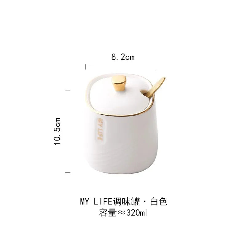 Kitchen Supplies, Ceramic Seasoning Jar, Salt and Pepper Shakers, Seasoning Box, Vinegar Pot, Spice Jar, Seasoning Organizer