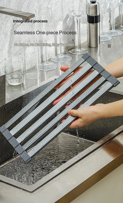 Kitchen Dishcloth & Sponge Drying Rack - Countertop Organizer, Suction Cup No-Drill Installation, Mu
