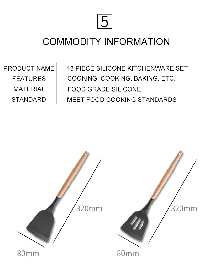 Silicone Kitchen Utensil Set BPA Free Kitchen Cooking Baking Tools Set Kitchen Accessories Gadgets Kitchenware With Container N.