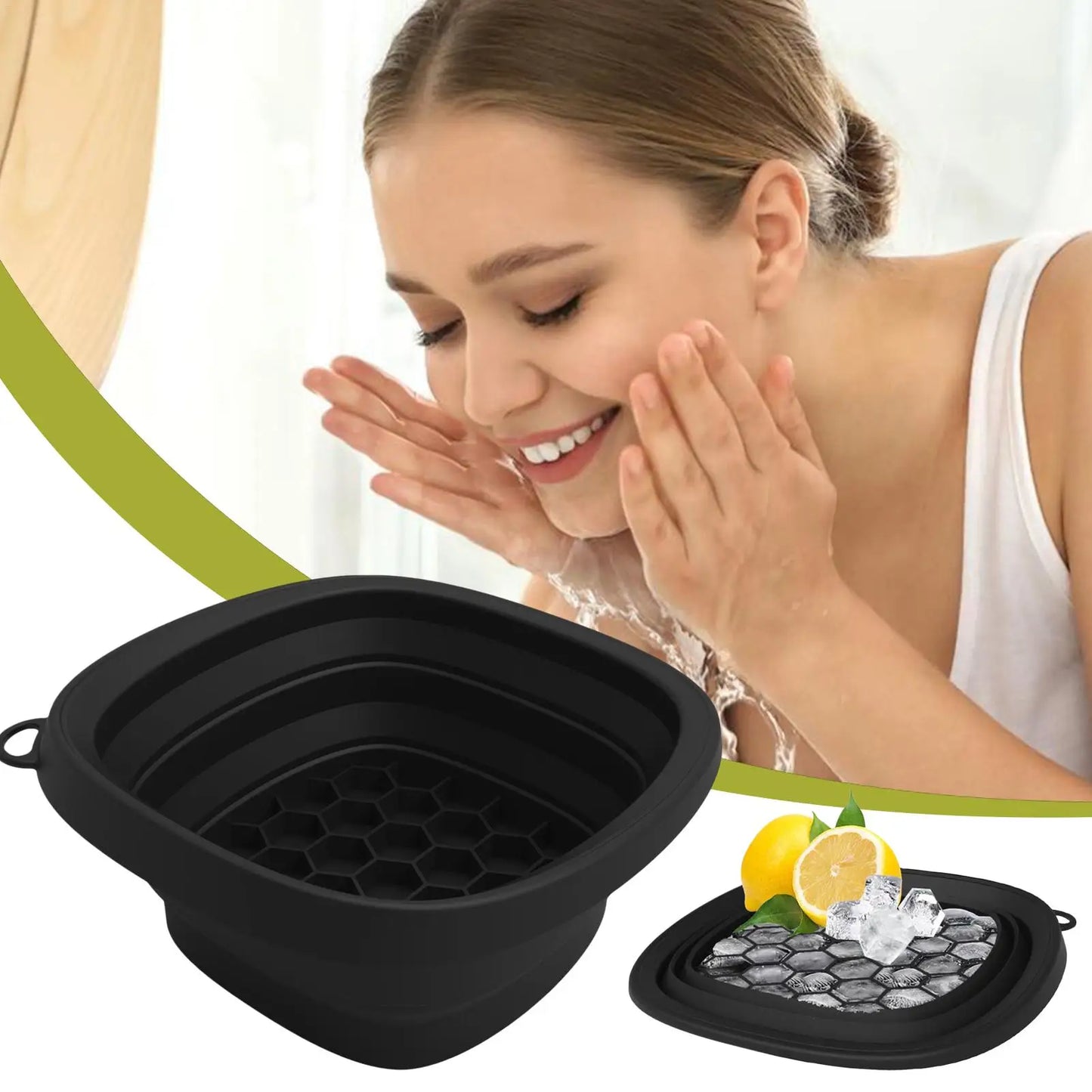 Face Ice Bath Bowl for Women Girls Facials Skin Cares Tool Silicone Cold Therapy Washbasin Portable Face Dipping Bowl