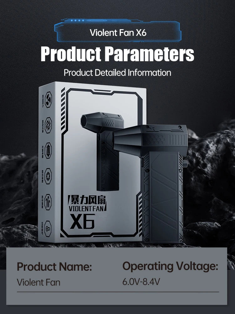 Violent Fan 400000RPM Brushless Turbo Jet Blower – 53m/s Powerful Air Blower & Vacuum Dust Cleaner, Type-C Fast Charging