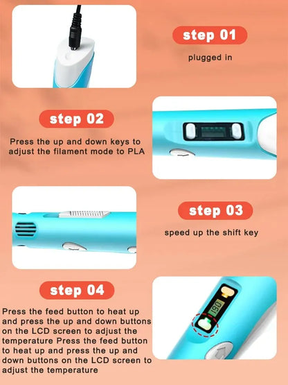 3D Printing Pen with 9M PLA Filament – High-Temperature 3D Drawing & Graffiti Tool for Kids, Creative Toy Gift