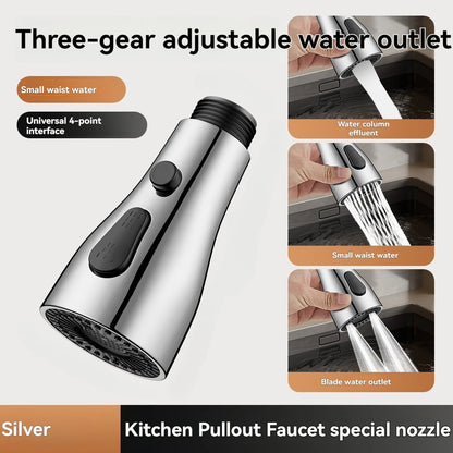 Kitchen Pull Out Faucet Sprayer Nozzle 3 Modes ABS Water Saving Bathroom