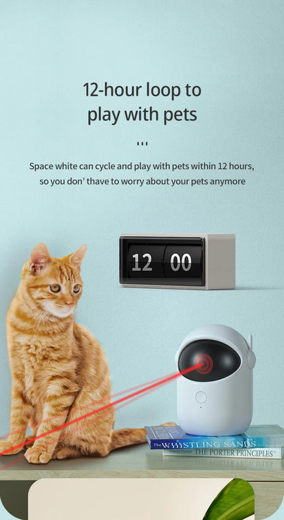 Automatic Laser Cat Toy – Rechargeable Interactive Pet Teaser with Auto-Rotation & Fast/Slow Modes