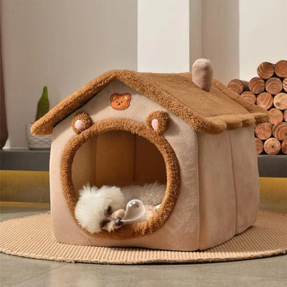 Foldable Pet House with Removable Washable Cover – Cat Cave Sofa Bed for Small Dogs & Cats