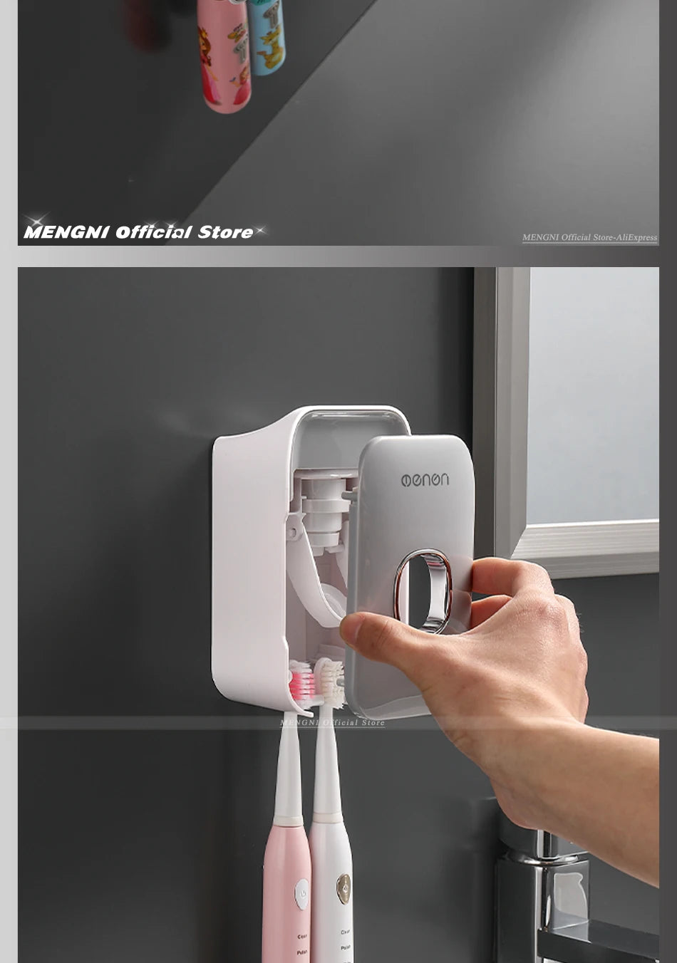 Automatic Toothpaste Dispenser Wall-Mounted Bathroom Toothpaste Squeezer Punch-Free Toothbrush Holder Rack Bathroom Acces