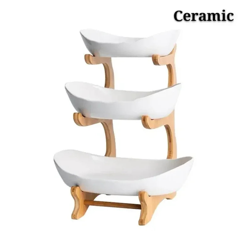 Kitchen Living Room Home Three-Layer Fruit Plate Candy Dish Creative Modern Dried   Basket Snack  Dessert Plate