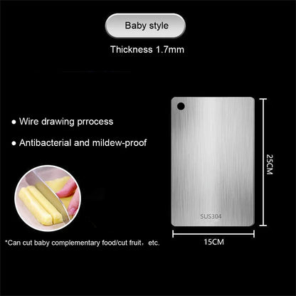 316 Stainless Steel Double-Sided Cutting Board – Thickened Kitchen Chopping & Dough Kneading Board
