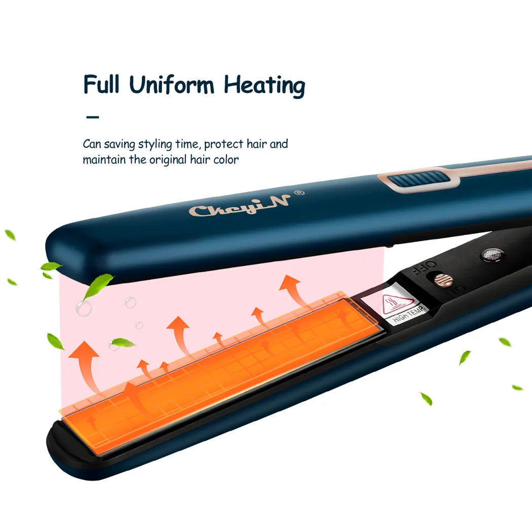 CkeyiN Mini Hair Flat Iron 2-in-1 – Portable Hair Straightener & Curler with Constant Temperature