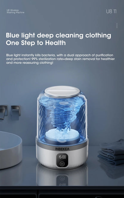 Wireless Underwear Washing Machine 1.5L – Portable Rechargeable Socks Cleaner with Blue Light