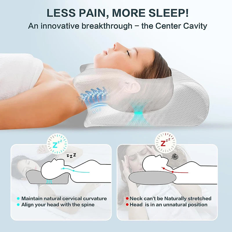2-in-1 Memory Foam Cervical Pillow – Ergonomic Orthopedic Contour Pillow for Neck Support