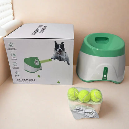 Automatic Dog Ball Launcher – USB Rechargeable Interactive Tennis Ball Thrower Toy