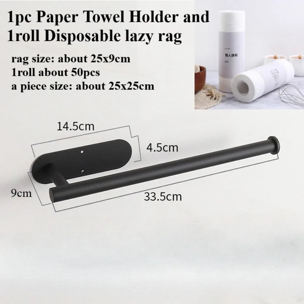 Kitchen Paper Towel Holder Adhesive Tissue Hanger Toilet Roll Paper Dispenser Cabinet Storage Napkin Rack Bathroom Accessories