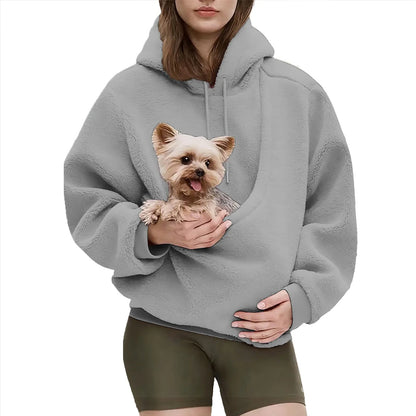 Kangaroo Pocket Hoodie with Pet Carrier | Men's & Unisex Comfort Sweatshirt for Cat Lovers