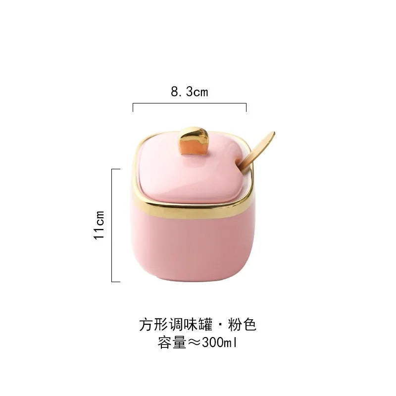 Kitchen Supplies, Ceramic Seasoning Jar, Salt and Pepper Shakers, Seasoning Box, Vinegar Pot, Spice Jar, Seasoning Organizer