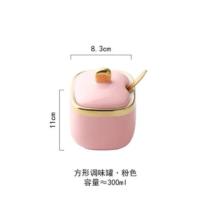 Kitchen Supplies, Ceramic Seasoning Jar, Salt and Pepper Shakers, Seasoning Box, Vinegar Pot, Spice Jar, Seasoning Organizer