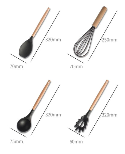 Kitchen Utensil Set Silicone BPA Free Kitchen Cooking Baking Tools Set Kitchen Accessories Gadgets Kitchenware With Container N.