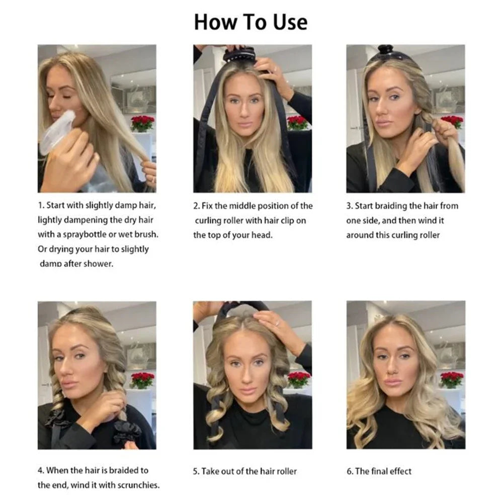 Heatless Curling Rod Headband No Heat Silk Curls Ribbon Hair Rollers Sleeping Soft Headband Lazy Hair Curlers Hair