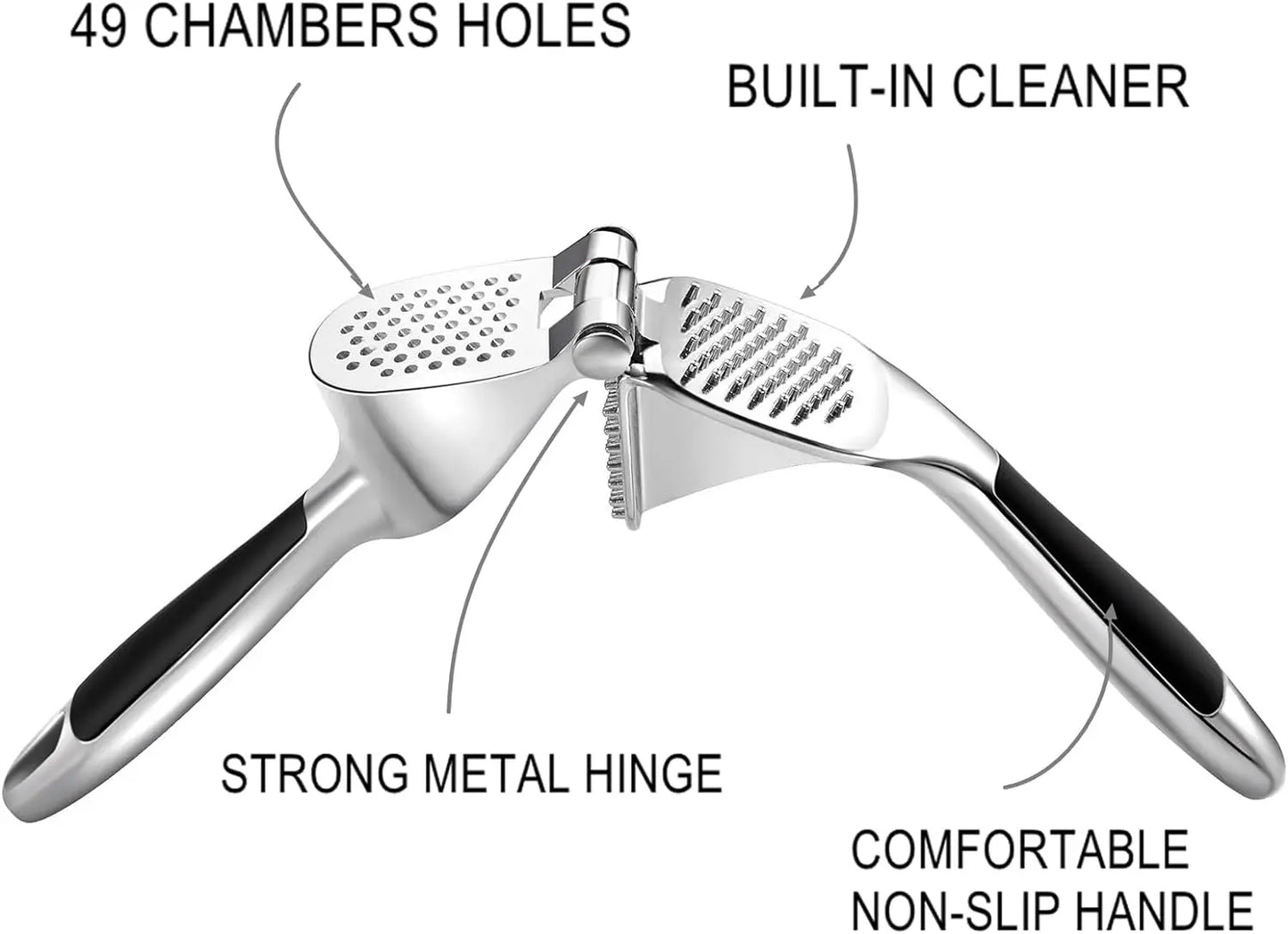 Garlic Press & Mincer – Zinc Alloy Crusher with Ergonomic Soft Grip Handle, Easy to Squeeze & Clean