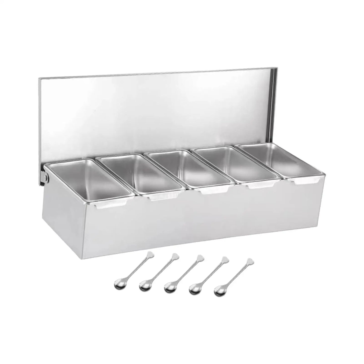 Stainless Steel Baking Tool Storage Container Multi Compartments Seasoning Organizer Box for Bar Kitchen Restaurant Home