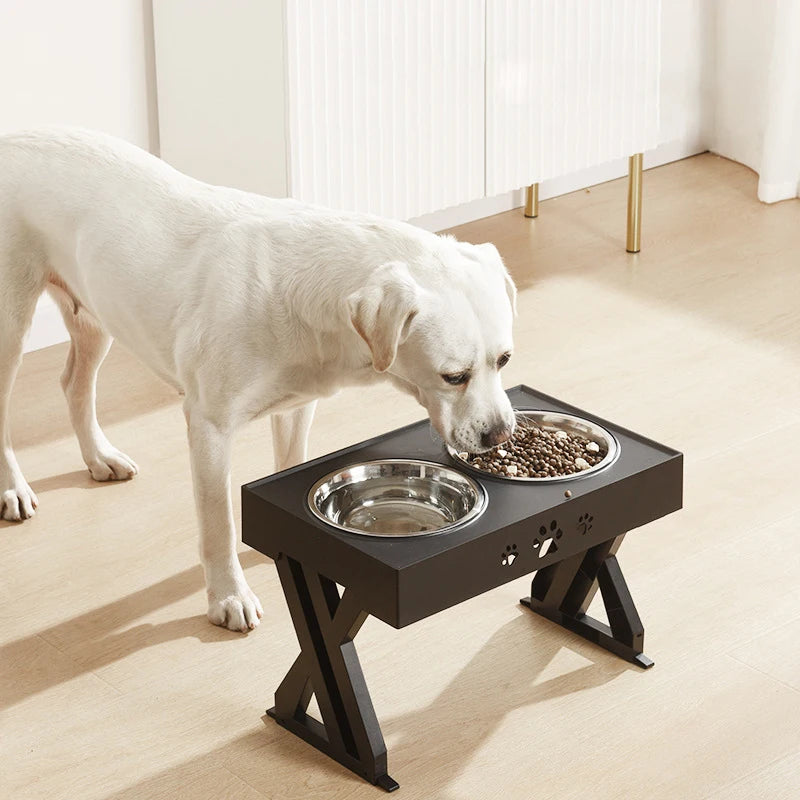 Adjustable Height Elevated Dog Bowls with Stand: Stainless Steel Pet Feeding Dish for Medium & Large Dogs, Anti-Slip Cat Food Water Feeder