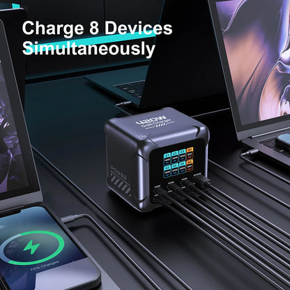 Ubigbuy 420W GaN Charger – PD3.1 140W USB-C Fast Charging Station with Digital Display for MacBook & Samsung