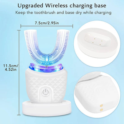 Teeth Whitening Light U-Shaped Sonic Wireless Toothbrush 360° Ultrasonic Lazy Automatic Adult