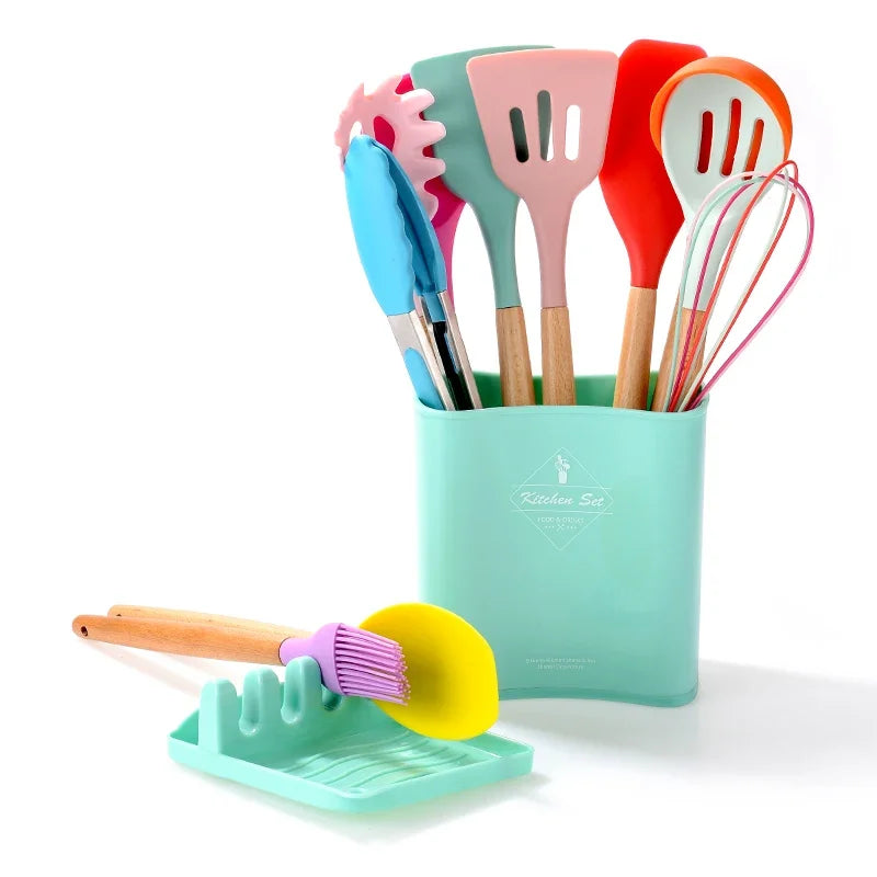 Kitchen Utensil Set Silicone BPA Free Kitchen Cooking Baking Tools Set Kitchen Accessories Gadgets Kitchenware With Container N.
