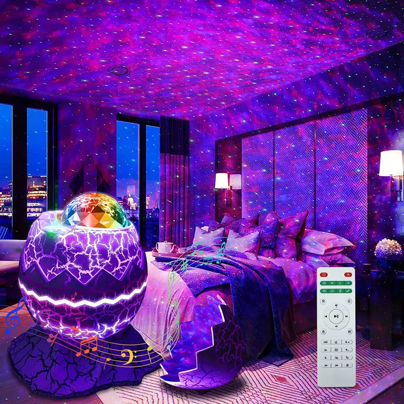 Dinosaur Egg Projector Night Light – Bluetooth Starry Sky Lamp w/ Remote, Mood Light for Kids & Adults