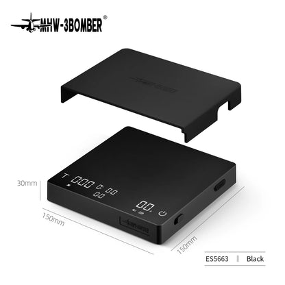MHW-3BOMBER Digital Coffee Scale – High-Precision Rechargeable Espresso Kitchen Scale