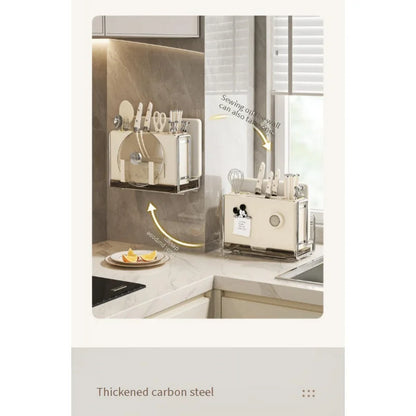 Magnetic Knife Holder and Cutting Board Combo Stainless Steel Knife Storage Rack Kitchen Knife Holder CreaminsMultifunctional